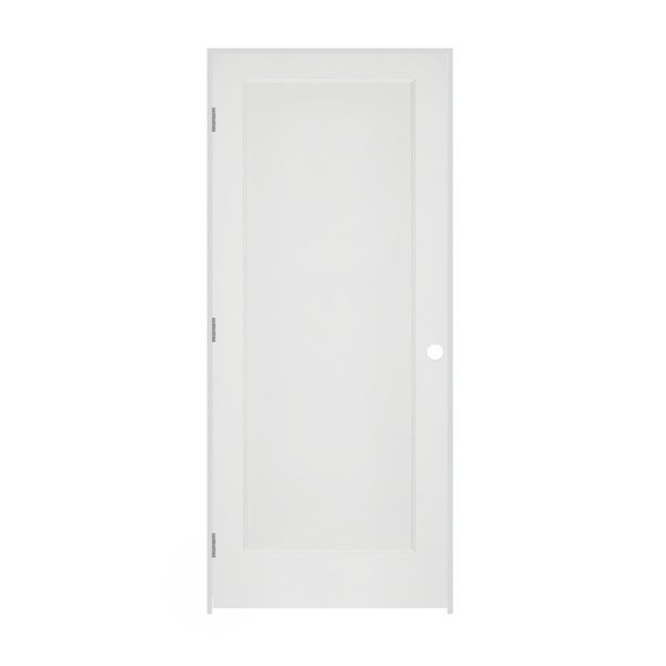 Codel Doors 28" x 80" x 1-3/8" Primed 1-Panel Interior Flat Panel Door with Ovolo Bead 4-9/16" RH Prehung Door 2468pri8020RH26D4916